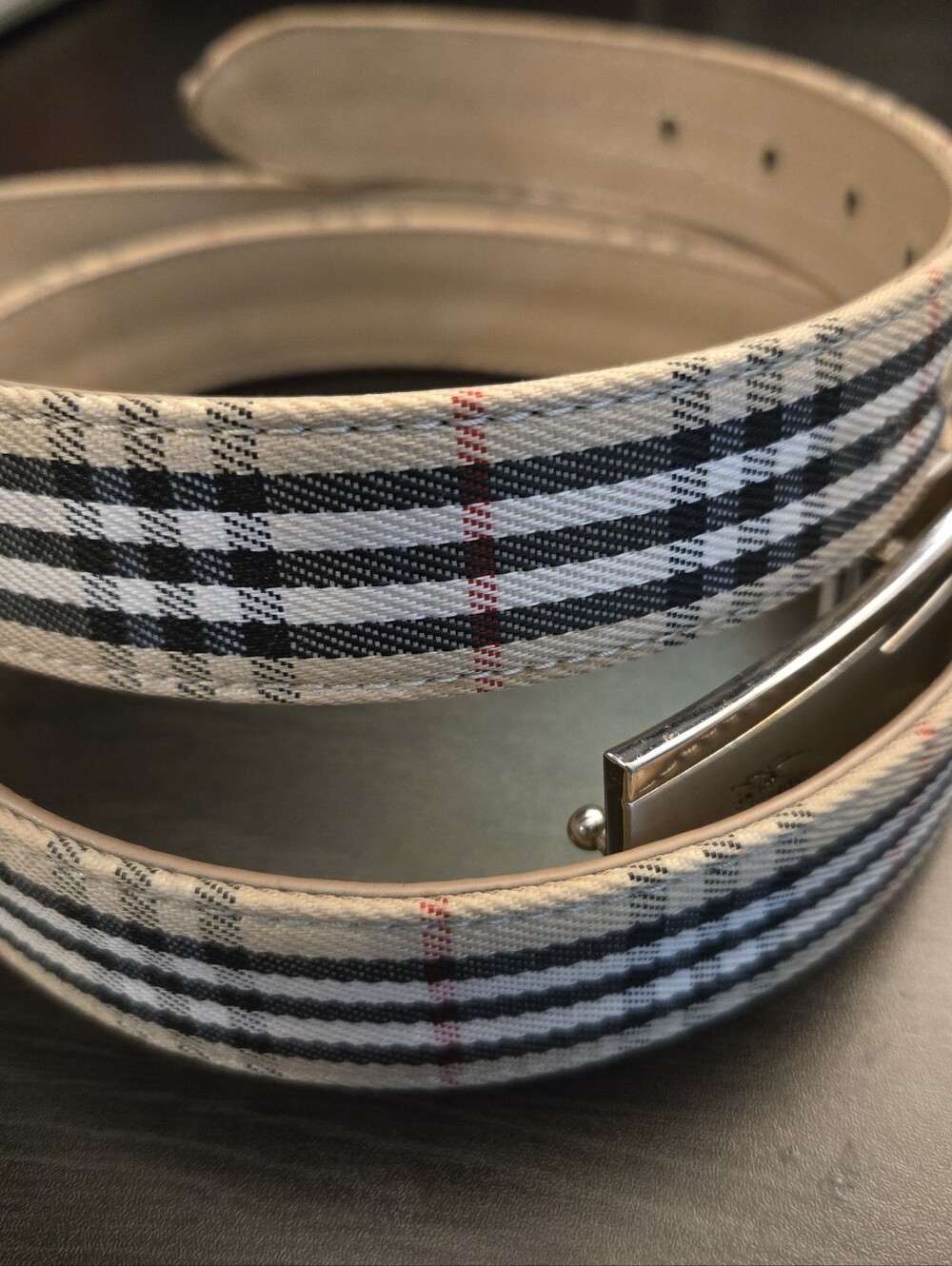 Burberry Canvas And Leather Nova Check Buckle Belt - Picture 3 of 5